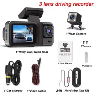 3-Channel Dash Cam – Front, Inside & Rear Car Camera