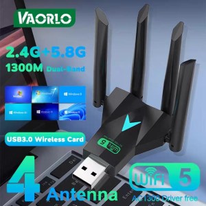 1300Mbps USB WiFi Adapter – Dual Band 2.4G/5.8G | Plug & Play, Driver-Free